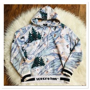 Icecream Breckinridge Hooded Sweatshirt White Blue Size Small